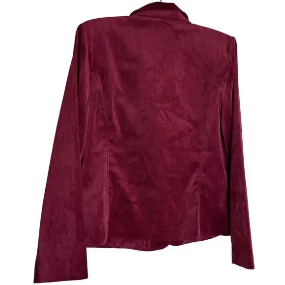 Counterparts Blazer Jacket Womens 12 Burgundy Corduroy Business Dark Academia - Picture 2 of 9